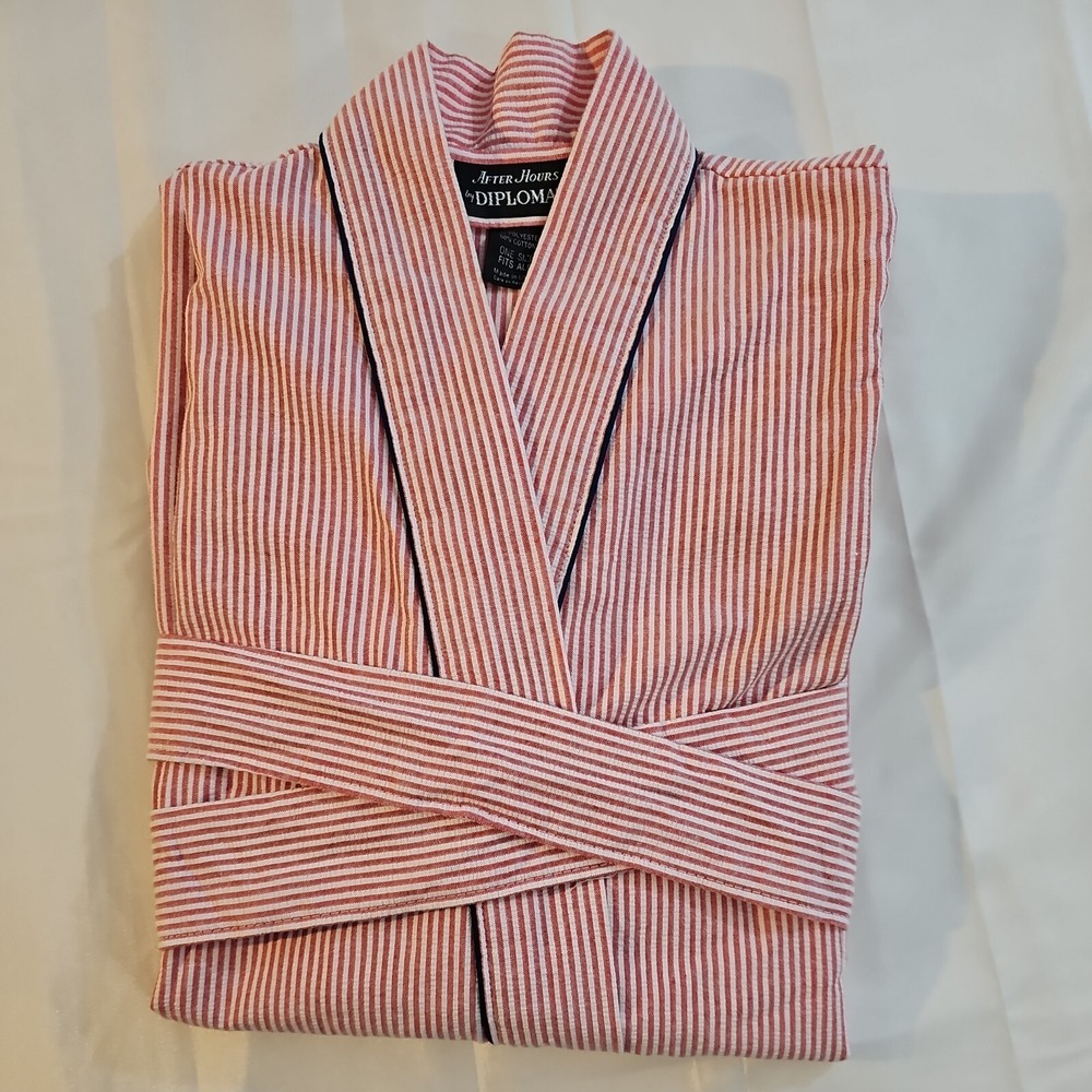 NEW Vintage Made in USA After Hours by Diplomat Red Pinstripe‎ Robe Mens OS